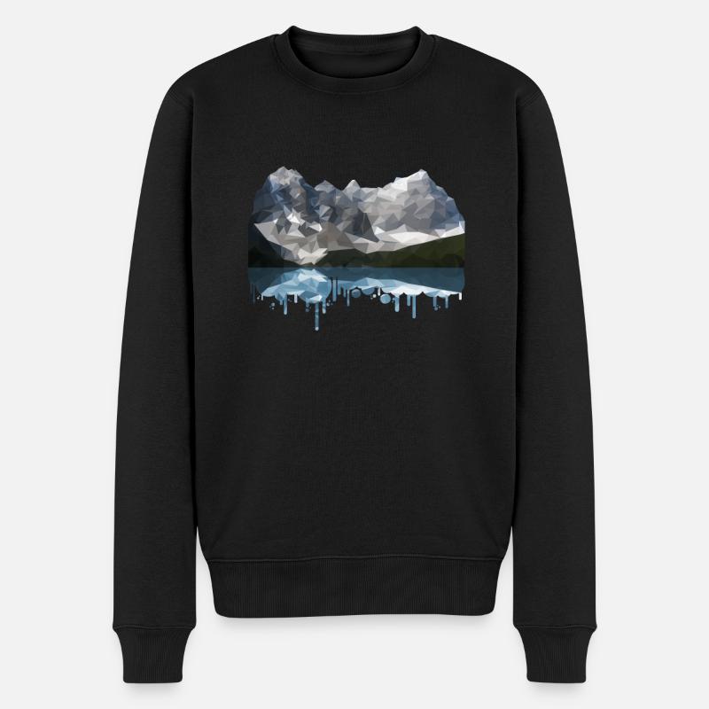 Mountains Low Poly - Männer Premium Bio Pullover - Schwarz