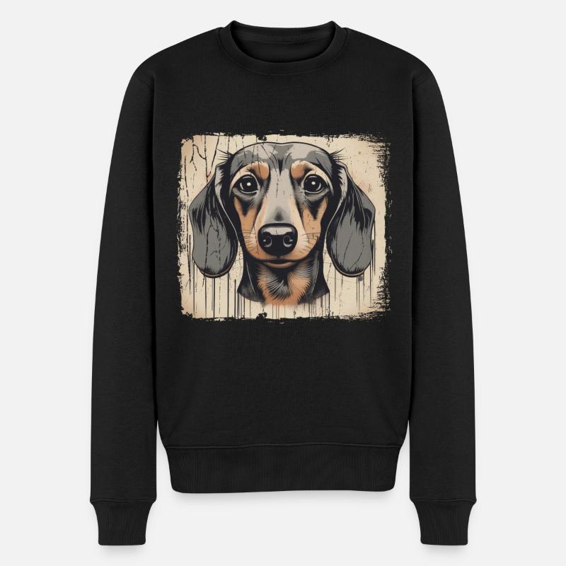 Dackel Teckel Kurzhaardackel Dachshund - Männer Premium Bio Pullover - Schwarz