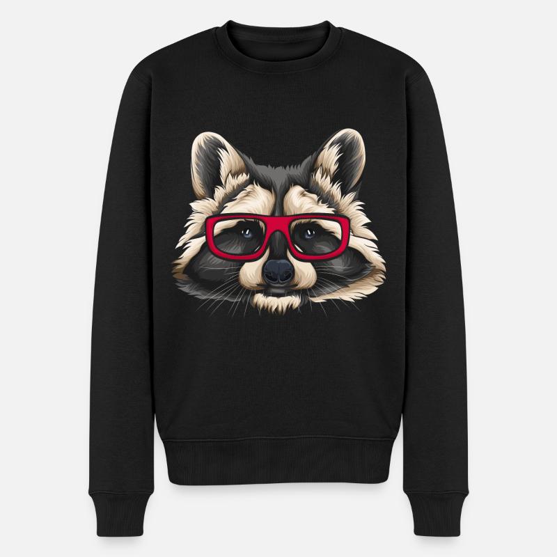 Waschbär Waschbären tier beuteltier - Männer Premium Bio Pullover - Schwarz