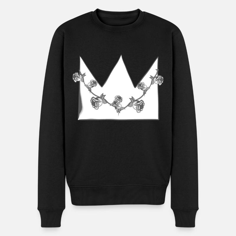 Couronne grise Roses Fleurs Symbole Forme - Pull Premium bio Homme - noir
