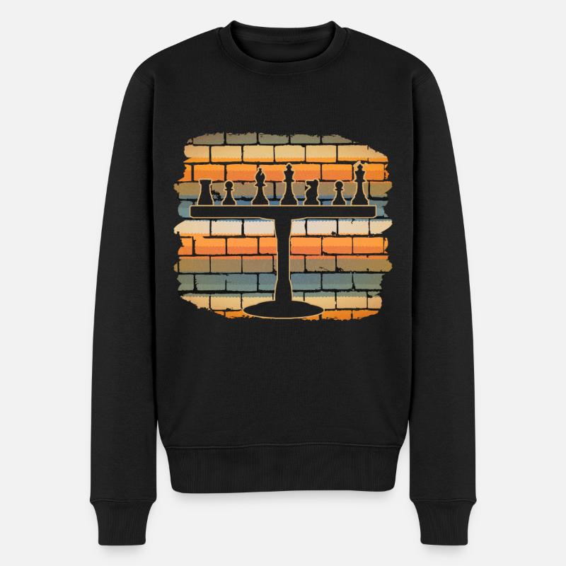 Schach Chess Schachfiguren Retro - Männer Premium Bio Pullover - Schwarz