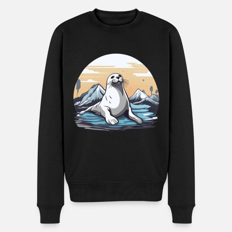 Niedliche Robbe Seelöwe Meerestier Ozean - Männer Premium Bio Pullover - Schwarz