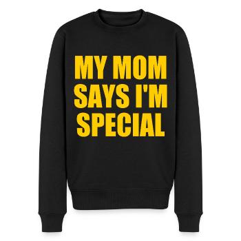 my mom says i'm special - Männer Premium Bio Pullover - Schwarz - Vorne - Nico (187cm)