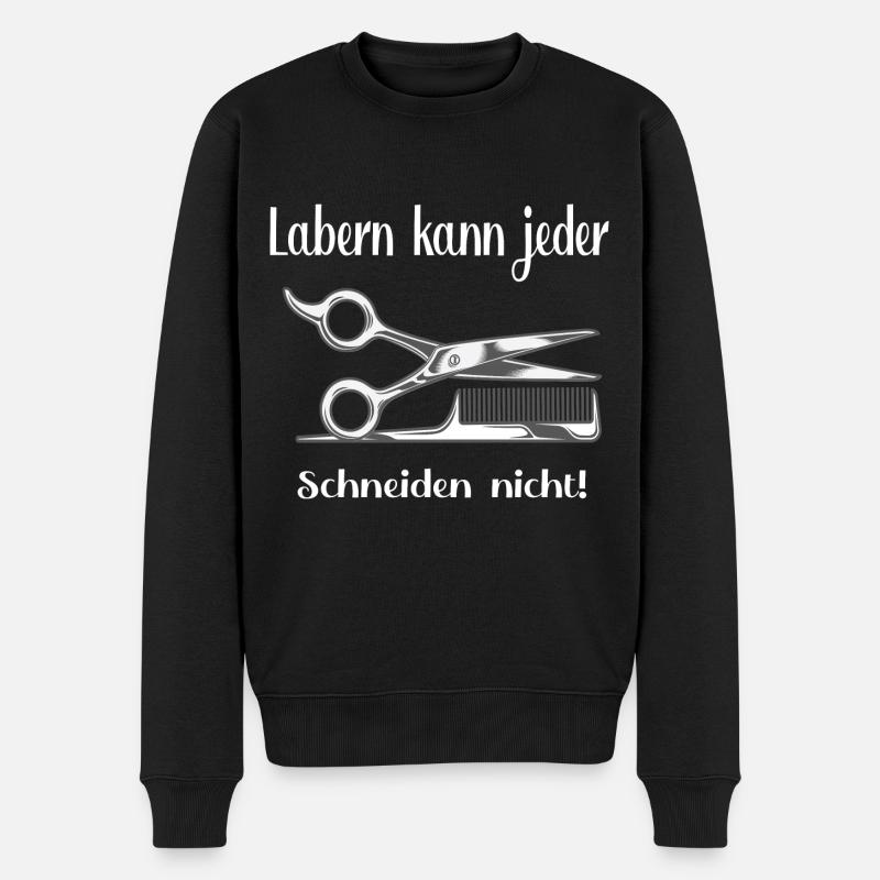 Friseur-Spruch - Männer Premium Bio Pullover - Schwarz