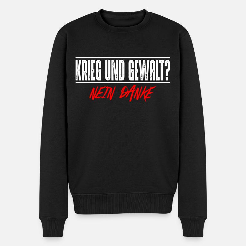 Krieg und Gewalt - Männer Premium Bio Pullover - Schwarz