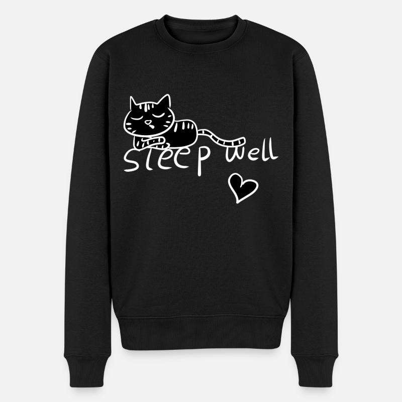 schlafe gut schlafen katze müde - Männer Premium Bio Pullover - Schwarz