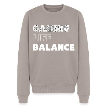 Gaming Life Balance - Men's Premium Organic Jumper - taupe - Front - Nico (187cm)