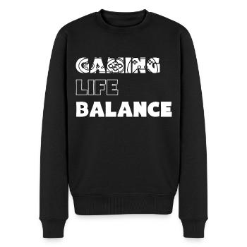 Gaming Life Balance - Männer Premium Bio Pullover - Schwarz - Vorne - Nico (187cm)