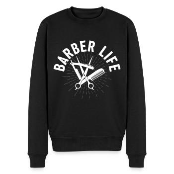 Barbier Life Coiffeur Coupe de cheveux - Pull Premium bio Homme - noir - Devant - Nico (187cm)
