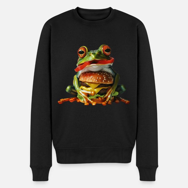 Frosch - Männer Premium Bio Pullover - Schwarz