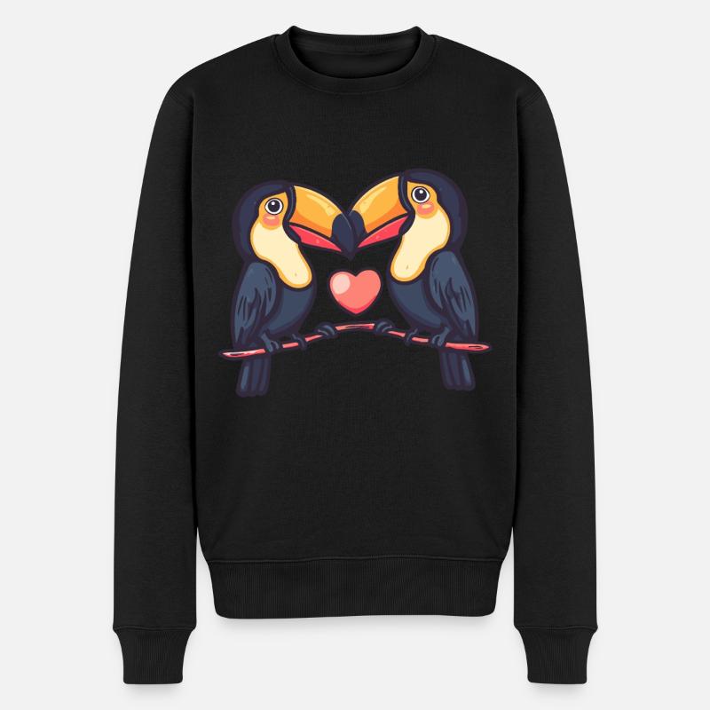Toucan oiseau couple amour Saint-Valentin - Pull Premium bio Homme - noir