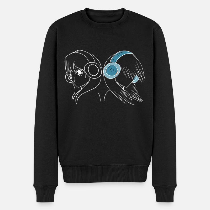 manga anime - Pull Premium bio Homme - noir