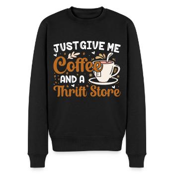 Give me coffee and a thrift store - Men's Premium Organic Jumper - black - Front - Nico (187cm)