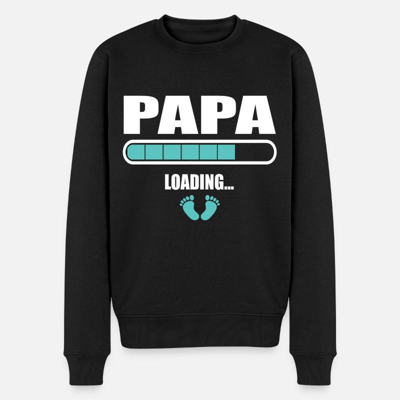 Papa loading - Männer Premium Bio Pullover - Schwarz