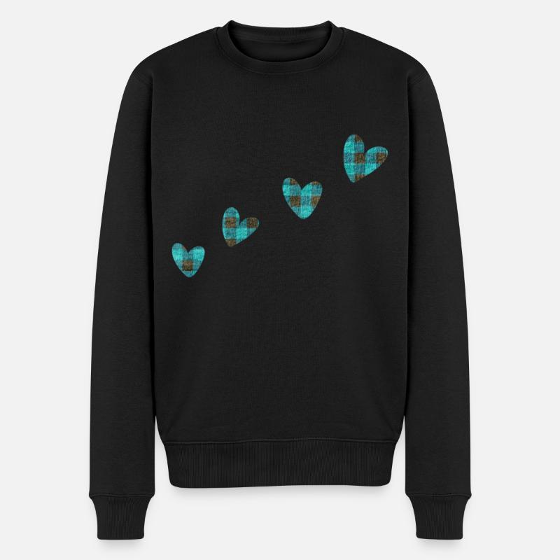 4 herzen stoff kleidung blau - Männer Premium Bio Pullover - Schwarz