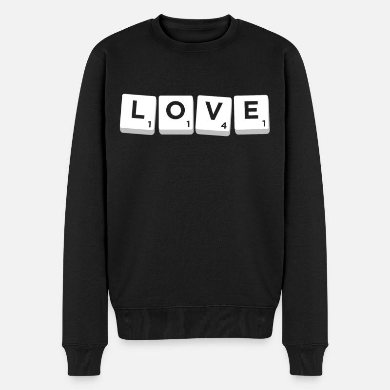Scrabble-Buchstaben-Kachel Love - Männer Premium Bio Pullover - Schwarz