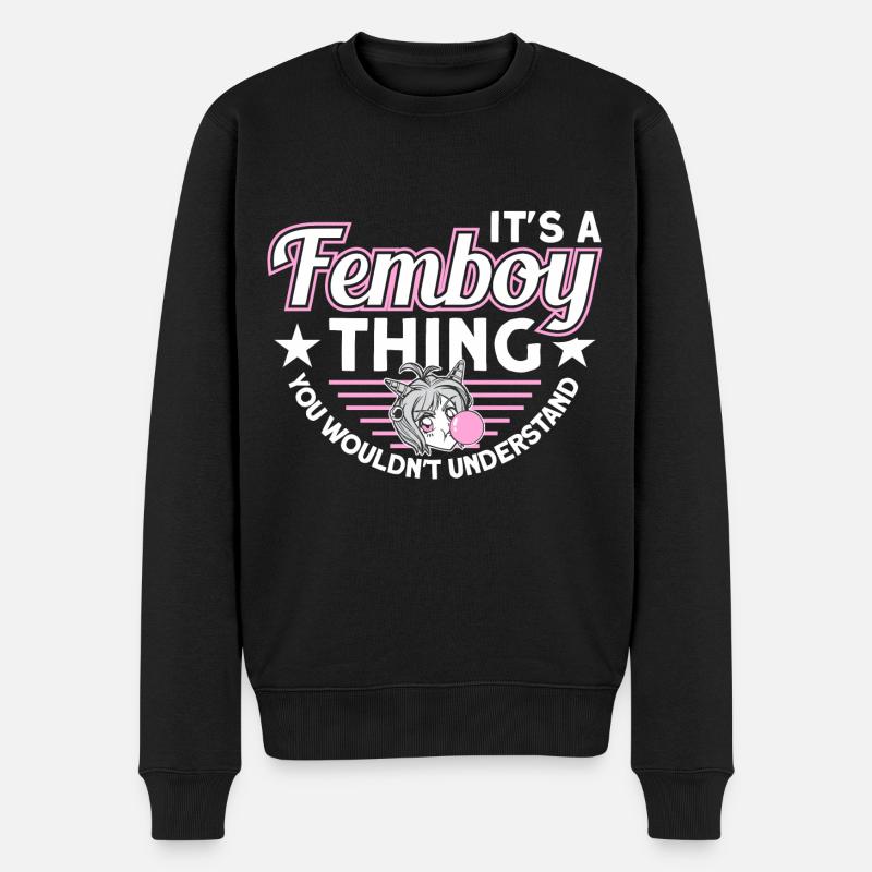 Crossdressing Anime Femboy - Männer Premium Bio Pullover - Schwarz