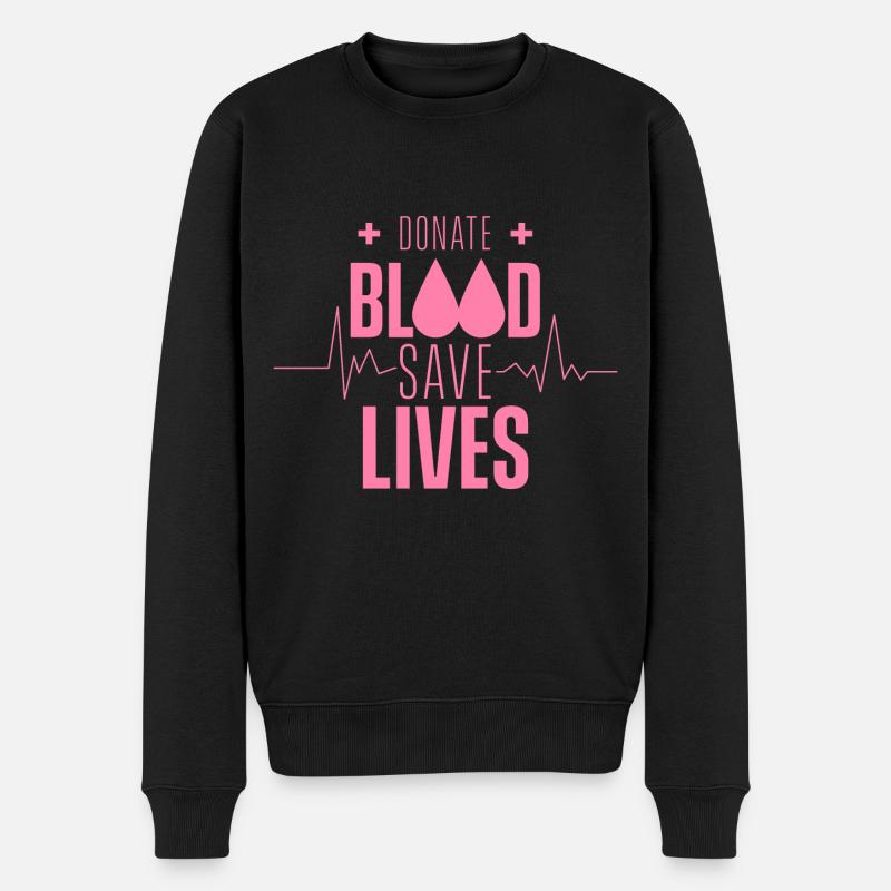 Spende Blut Rette Leben Blutspende Blutspender - Männer Premium Bio Pullover - Schwarz