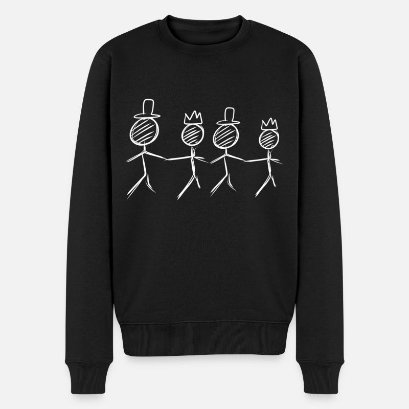 vier Freunde - Männer Premium Bio Pullover - Schwarz