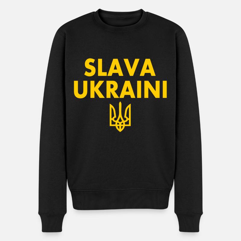Slava ukraini ukraine - Männer Premium Bio Pullover - Schwarz