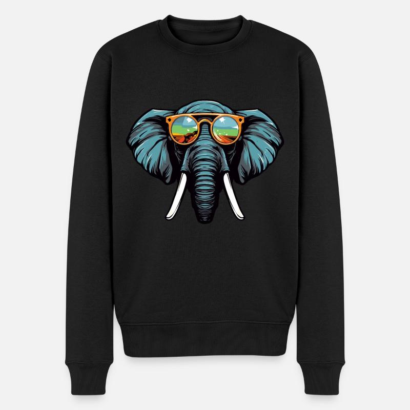 Portrait Tête D’éléphant Cool - Pull Premium bio Homme - noir