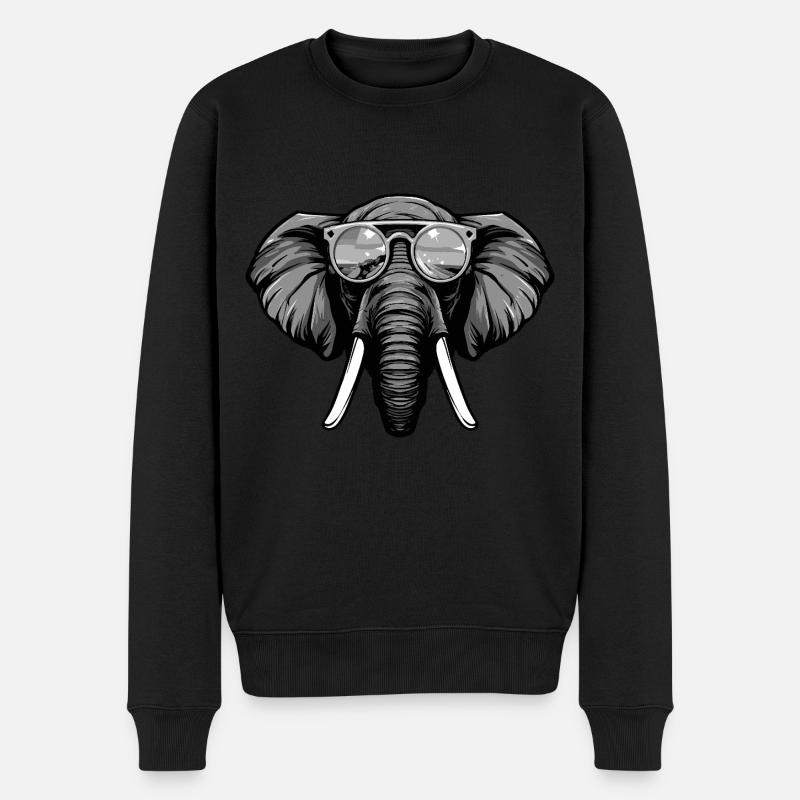 Portrait Tête D’éléphant Cool - Pull Premium bio Homme - noir