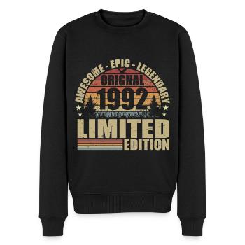 1992 Geburtstag 1992 Vintage Outfit 1992 Hemd - Männer Premium Bio Pullover - Schwarz - Vorne - Nico (187cm)