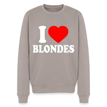 I love blondes - Männer Premium Bio Pullover - Taupe - Vorne - Nico (187cm)