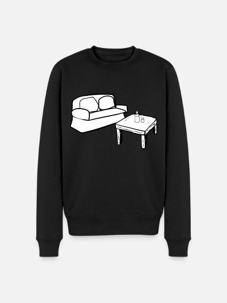 Wohnen Symbol Tisch Sofa Wohnzimmer - Männer Premium Bio Pullover - Schwarz