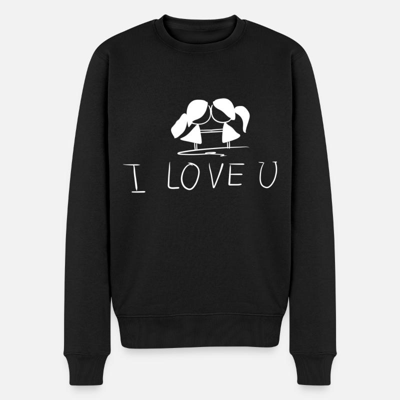 couple lesbien je t’aime - Pull Premium bio Homme - noir