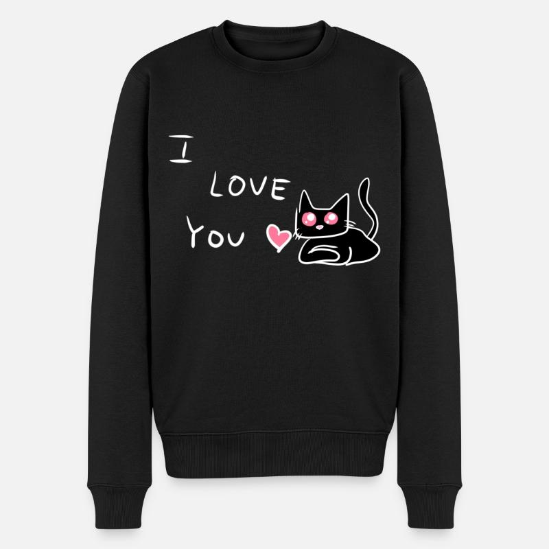ich liebe dich katze tier - Männer Premium Bio Pullover - Schwarz