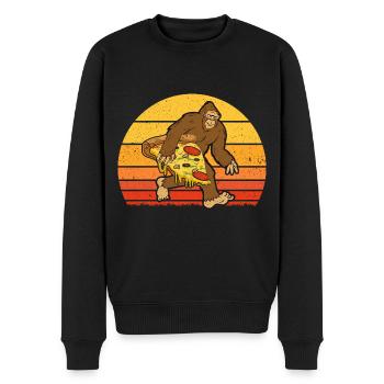 Pizza lieben auch Kreaturen - Männer Premium Bio Pullover - Schwarz - Vorne - Nico (187cm)