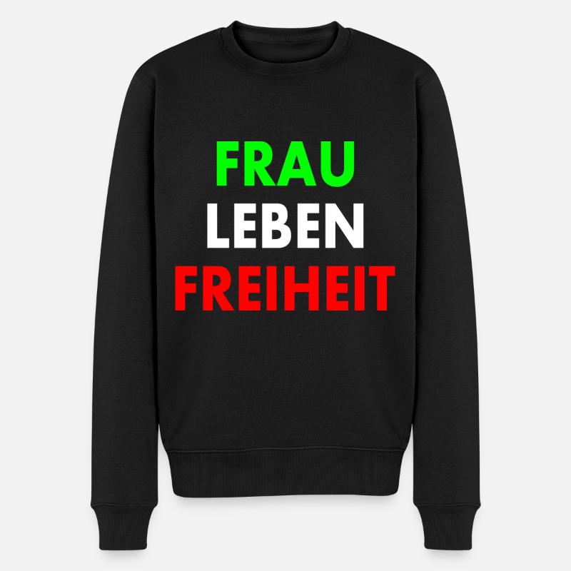 Frau leben freiheit - Männer Premium Bio Pullover - Schwarz