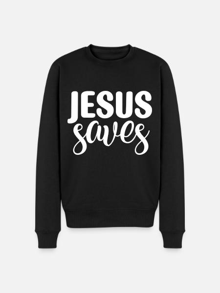 Jesus Saves - Men's Premium Organic Jumper - black