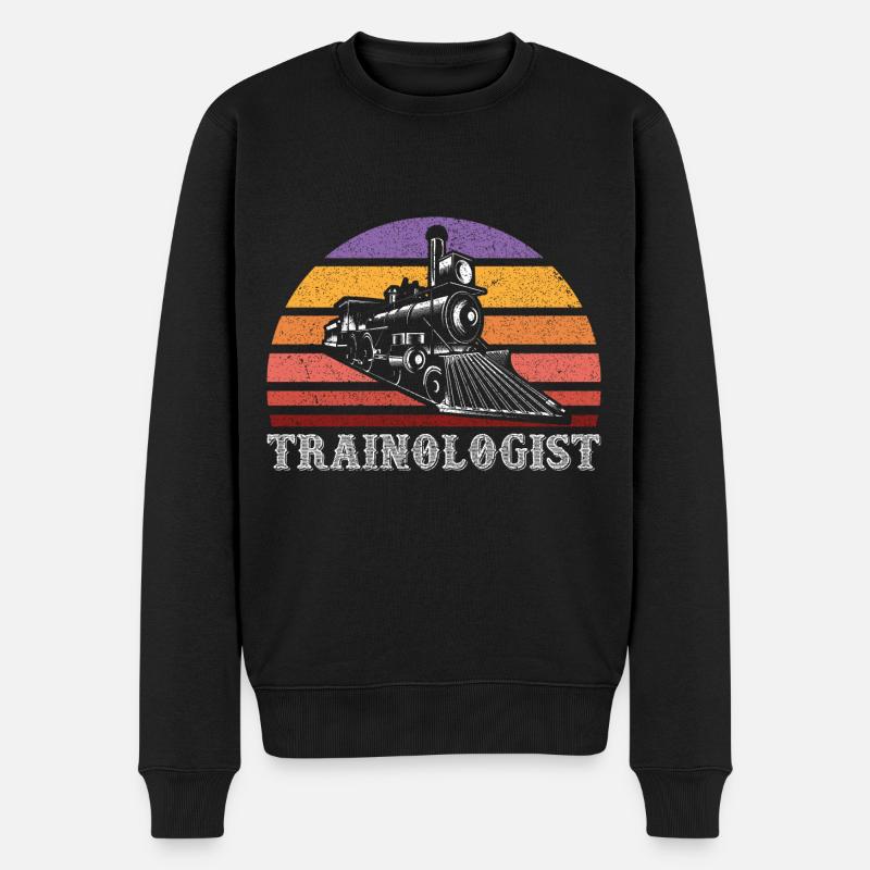 Zugführer Lokomotive - Männer Premium Bio Pullover - Schwarz