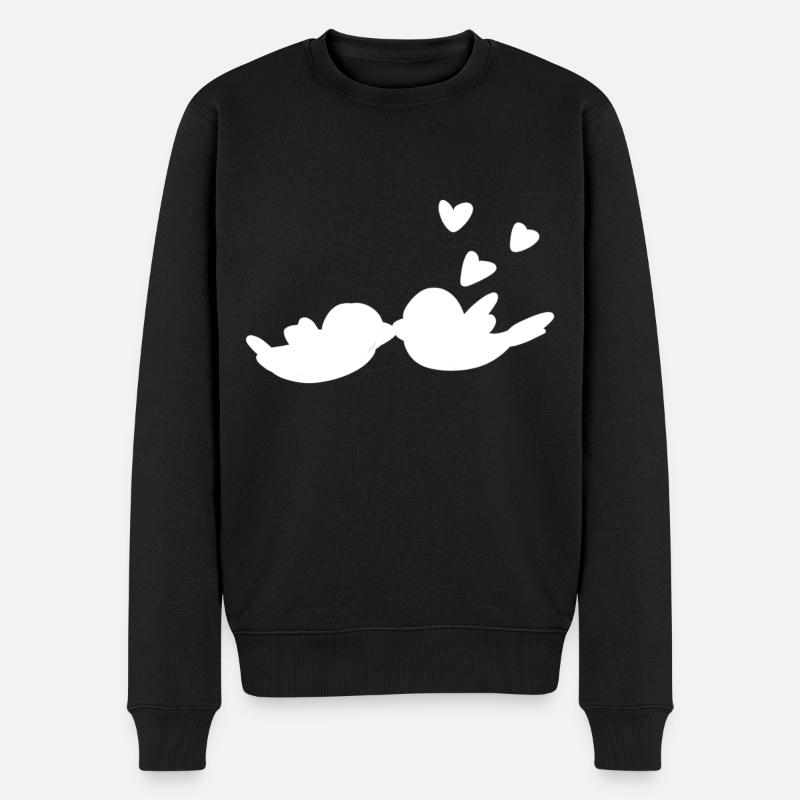 Saint-Valentin Couple Cœurs d’oiseaux Amour - Pull Premium bio Homme - noir
