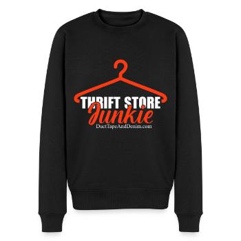 Gebrauchtwaren Junkie Second Hand Einkaufen - Männer Premium Bio Pullover - Schwarz - Vorne - Nico (187cm)