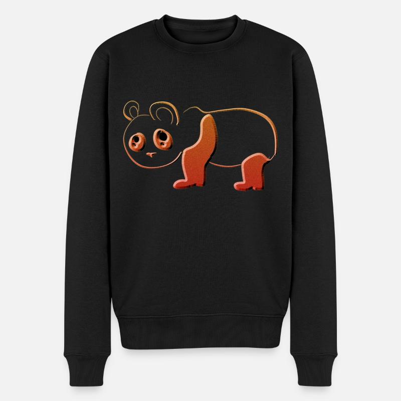 panda roux ours animal paillettes rouge - Pull Premium bio Homme - noir