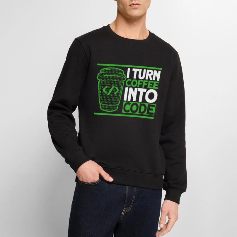 I Turn Coffee Into Code Software Developer Men's Premium Organic Jumper
