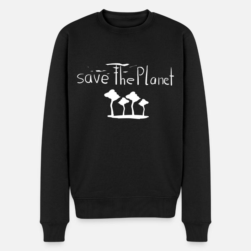 Klimaschutz rette den Planeten Wald - Männer Premium Bio Pullover - Schwarz