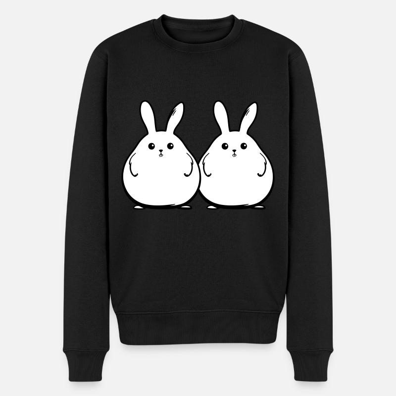 Lapin Drôle Pâques Couple - Pull Premium bio Homme - noir