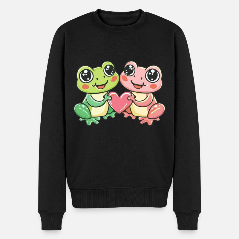 Grenouille Couple Amour Saint Valentin - Pull Premium bio Homme - noir