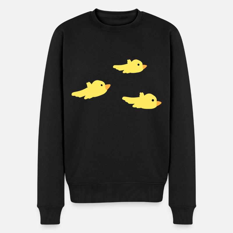 trois oiseaux symbole jaune mouche - Pull Premium bio Homme - noir