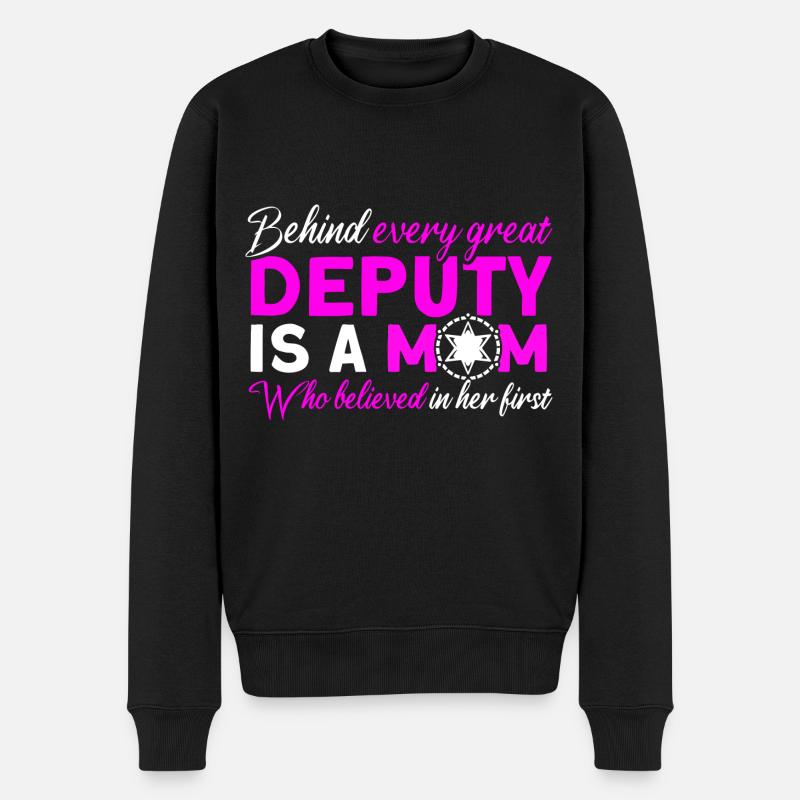 Mama Hilfssheriff Mama Mutter - Männer Premium Bio Pullover - Schwarz