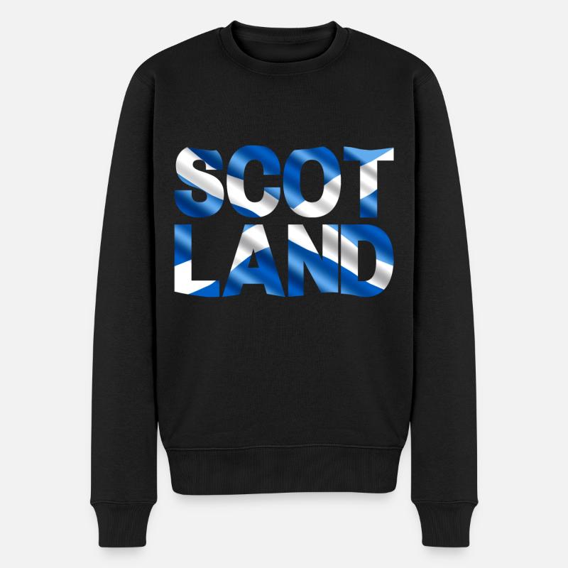 Schottland Tartan Schriftzug Dudelsack Highlands - Männer Premium Bio Pullover - Schwarz