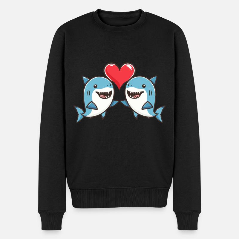 Couple de requins Amour Saint-Valentin - Pull Premium bio Homme - noir