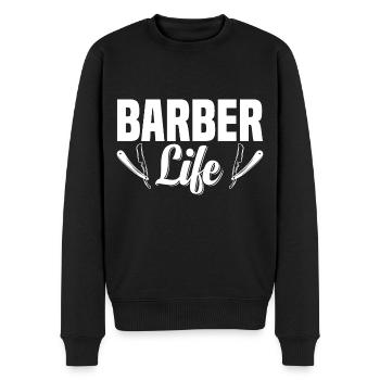 Barbier Life Coiffeur Coupe de cheveux - Pull Premium bio Homme - noir - Devant - Nico (187cm)