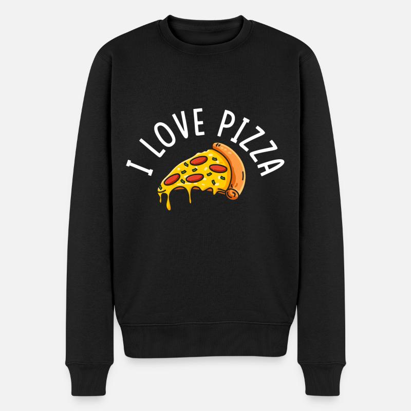 Ich Liebe Pizza - Männer Premium Bio Pullover - Schwarz