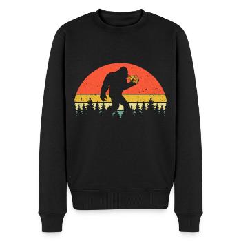 Pizza lieben auch Kreaturen - Männer Premium Bio Pullover - Schwarz - Vorne - Nico (187cm)