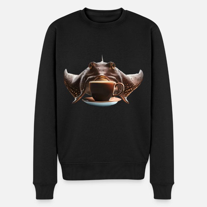 Stingray Kaffee - Männer Premium Bio Pullover - Schwarz